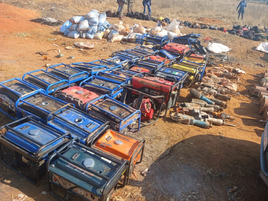 Some of the tools that were discovered during the joint operations. Picture: SANDF