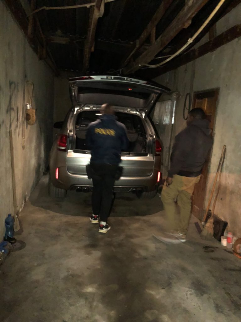 The BMW X5 that was recovered during the arrest of the suspects. Picture: SAPS
