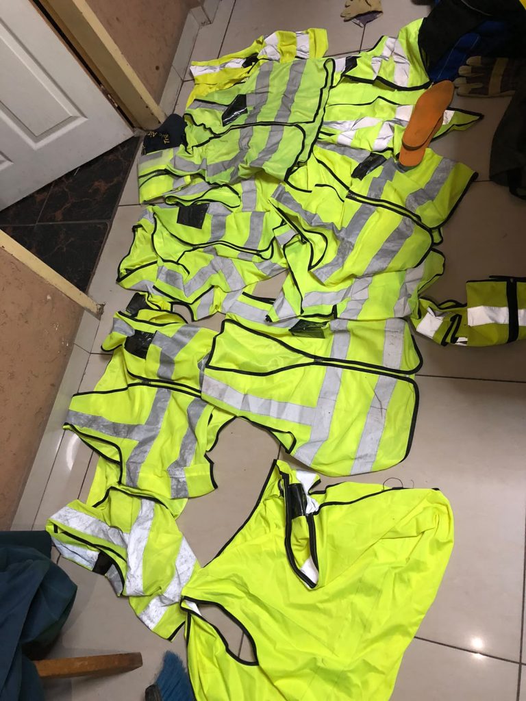 Reflector jackets recovered during the operation. Picture: SAPS