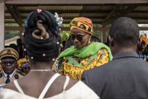 Marie-Thérèse Abena Ondoa, Minister of Women's Empowerment and the Family, at the International Day of Rural Women celebrations in Nguibassal, Centre Cameroon, October 17, 2022. Picture: Human Rights Watch (HRW)