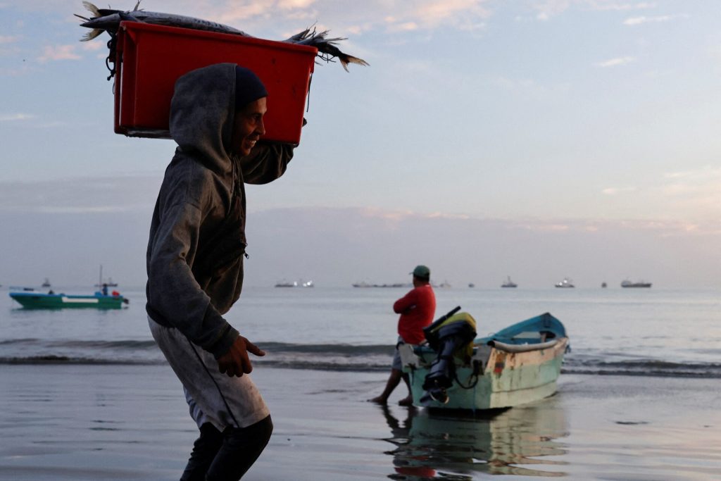 Fishermen unload their fresh catch near a market as local fishermen are increasingly being pursued by Ecuadorean gangs to move drugs and for their skills navigating the Pacific waters along Ecuador's coast, which has become a hub for the international smuggling of narcotics over the last half-decade, in Manta, Ecuador, June 4, 2026. REUTERS/Karen Toro