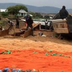 Fishing nets spread on the sandy shore of Lake Albert in Uganda. Picture: United Nations (UN)