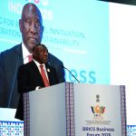 South African President Cyril Ramaphosa addressing BRICS member state leaders. Picture: BRICS