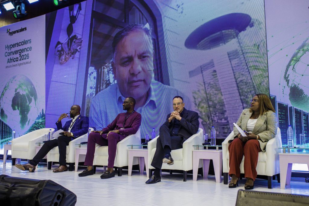 Hon. Dr Chukwuemeka Ujam, Managing Partner, Nina Jojer; Ahmad Aliyu, Commercial Lead, Clarke Energy/Rehlko; Dr Ayotunde Coker, Chief Executive Officer, Open Access Data Centres; and Atinuke Runsewe, Lead, Data Centre Planning, Bayobab/MTN, with Snehar Shah, Chief Executive Officer, IXAfrica Data Centres, and Nonye Ujam, Director, Government Affairs, West Africa, Microsoft, joining virtually during Hyperscalers Convergence Africa 2026 in Lagos. Picture: Africa Hyperscalers