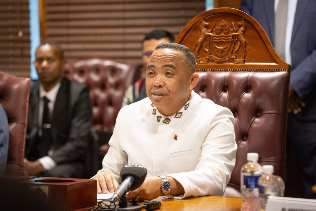 Madagascar President Michael Randrianirina during a meeting in Botswana. Picture: Botswana Government