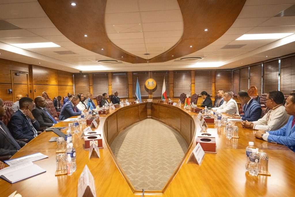 The two Presidents with their delegations during the meeting. Picture: Botswana Government