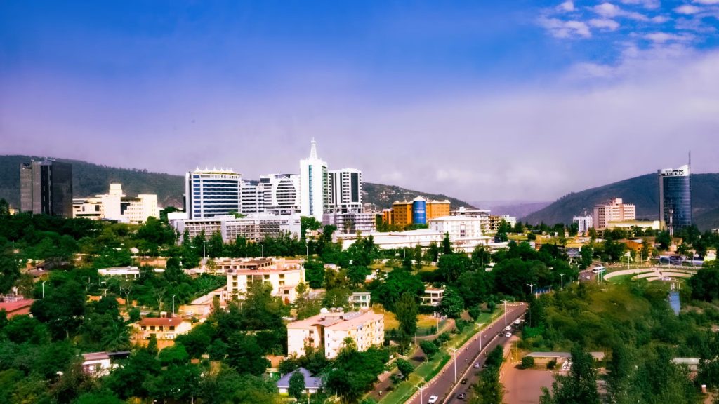 The skyline of Kigali, Rwanda’s capital. The new circuit for the Formula 1 African Grand Prix will be built in Bugesera, about 40km south of the city, next to the new Kigali International Airport.