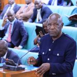 Ofwono Opondo, one of the representatives of older persons speaking in Parliament. Picture: Parliament of the Republic of Uganda
