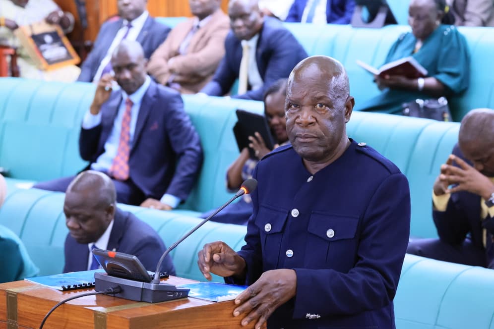 Ofwono Opondo, one of the representatives of older persons speaking in Parliament. Picture: Parliament of the Republic of Uganda