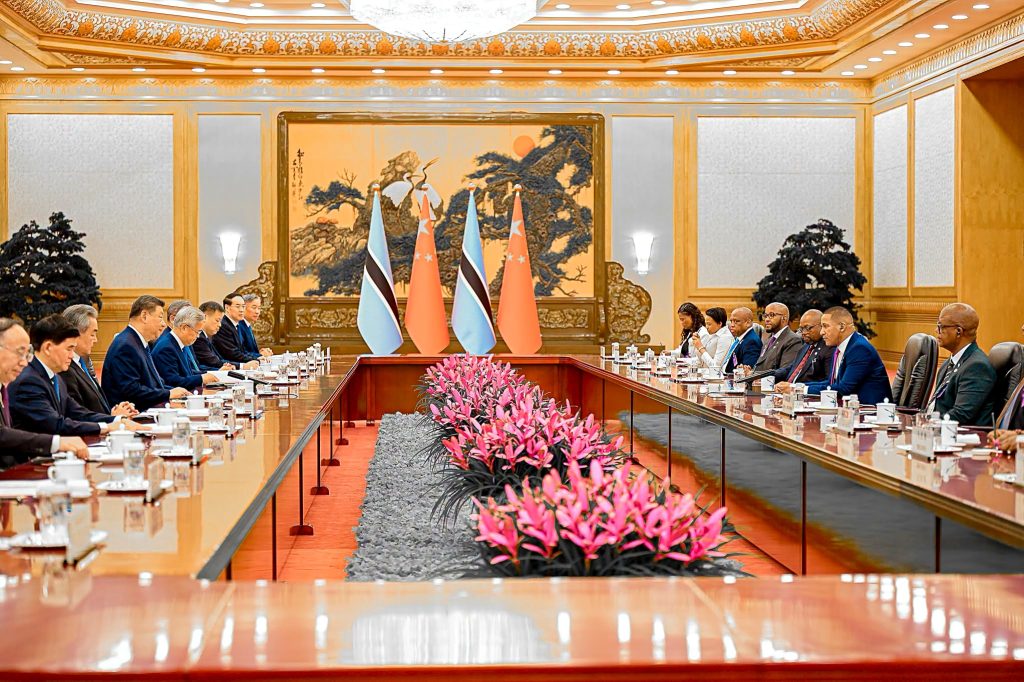 Delegations led by President Xi Jinping and President Duma Boko hold talks in Beijing on Tuesday.