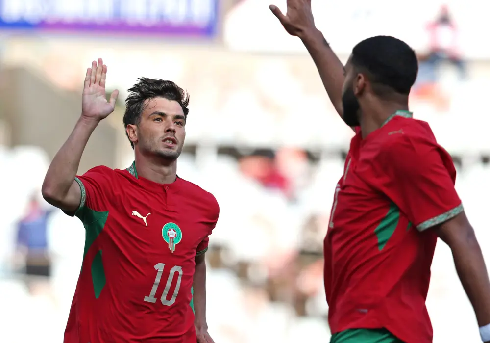 Brahim Diaz of Morocco celebrates goal during the 2027 AFCON qualifiers match between Lesotho and Morocco at Free State Stadium
