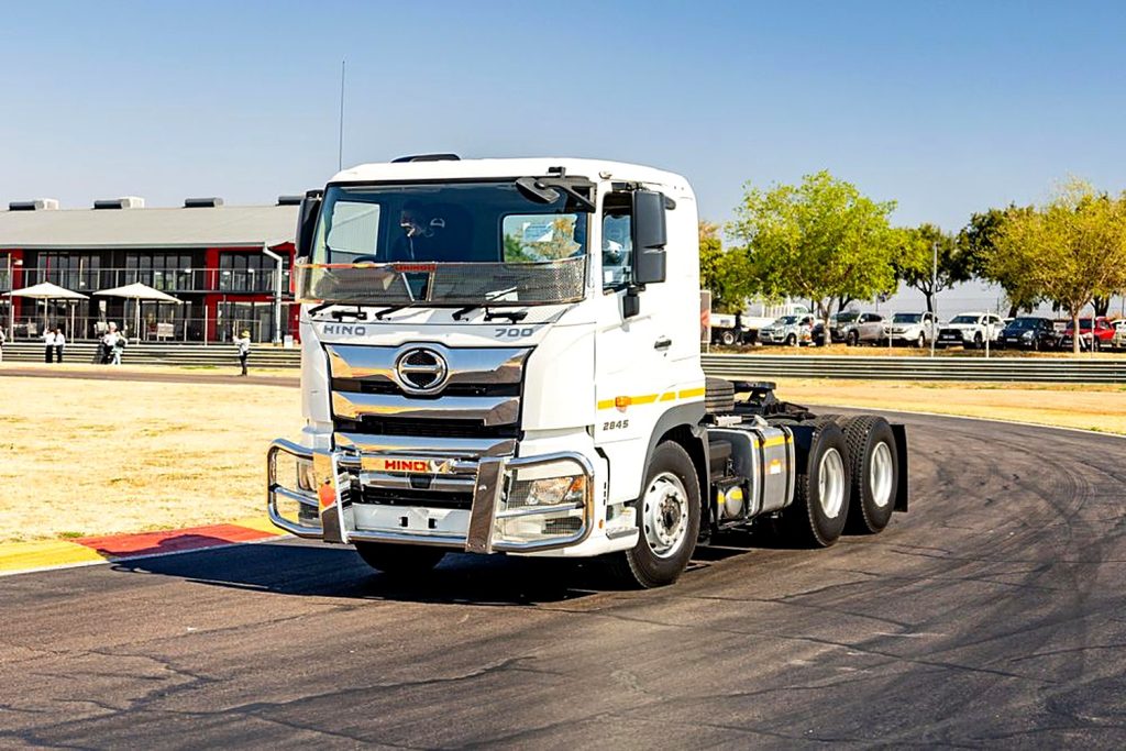 A Hino 700 series truck tractor. Toyota South Africa Motors is recalling 482 of the trucks over bolts securing the fifth-wheel coupler that may have fractured during assembly.