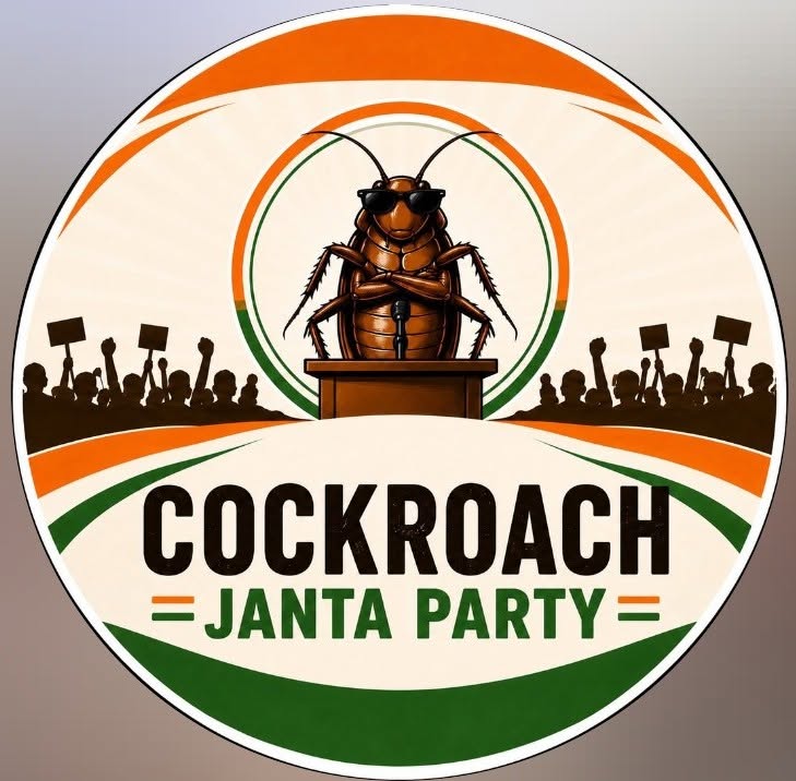 The Cockroach Janta Party logo. The movement turned a judge’s reported insult into its emblem.