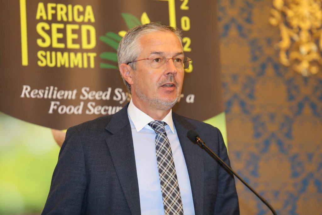 A speaker addresses delegates at the Ezulwini Palazzo International Convention Centre.