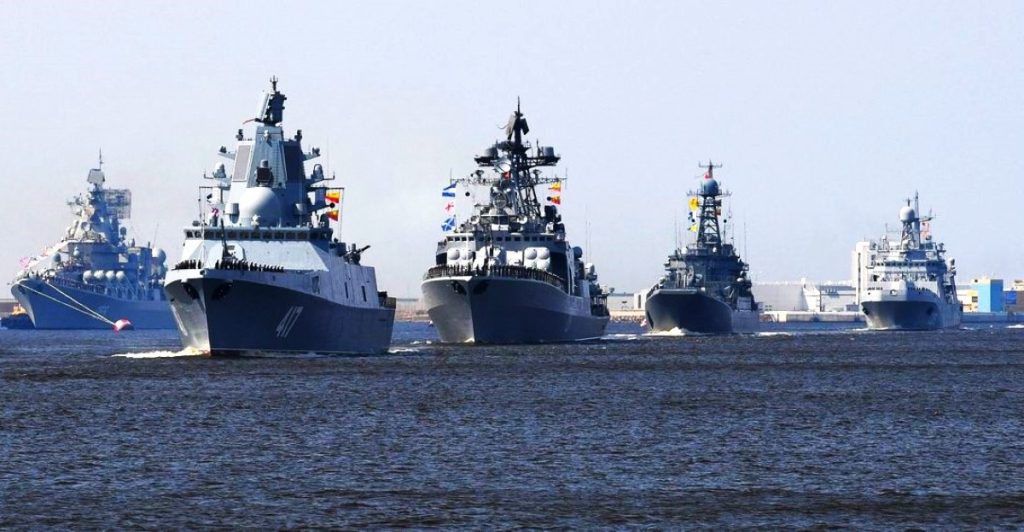 Russian navy warships at sea. Russia, China, the United Arab Emirates and South Africa sent vessels to the January exercise in False Bay, where the presence of three Iranian warships sparked a diplomatic row with the United States. File picture.